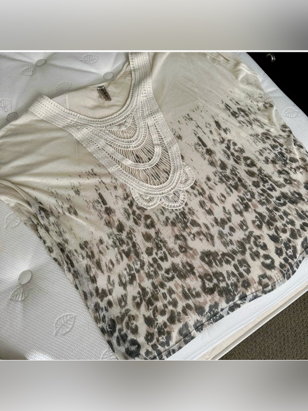 Free People Cream Crochet Trim Tunic Top